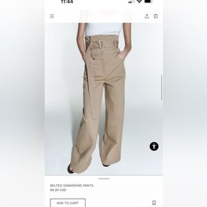 ZARA belted gabardine pants